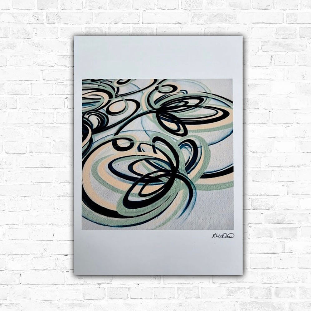 Abstract artwork. Orange and green contemporary wall decor.