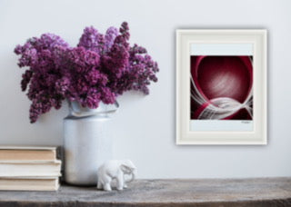 Simplistic modern framed paper artwork with red and white colour way. Print sizes A4 and A3 UK.