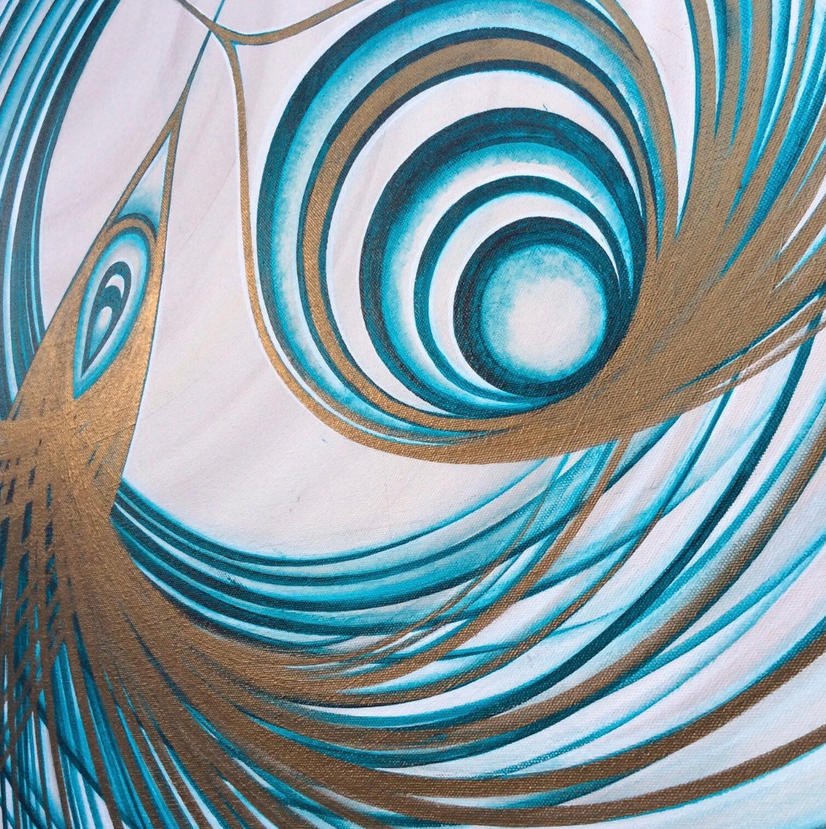 Gold and teal original abstract canvas wall art painting online uk.