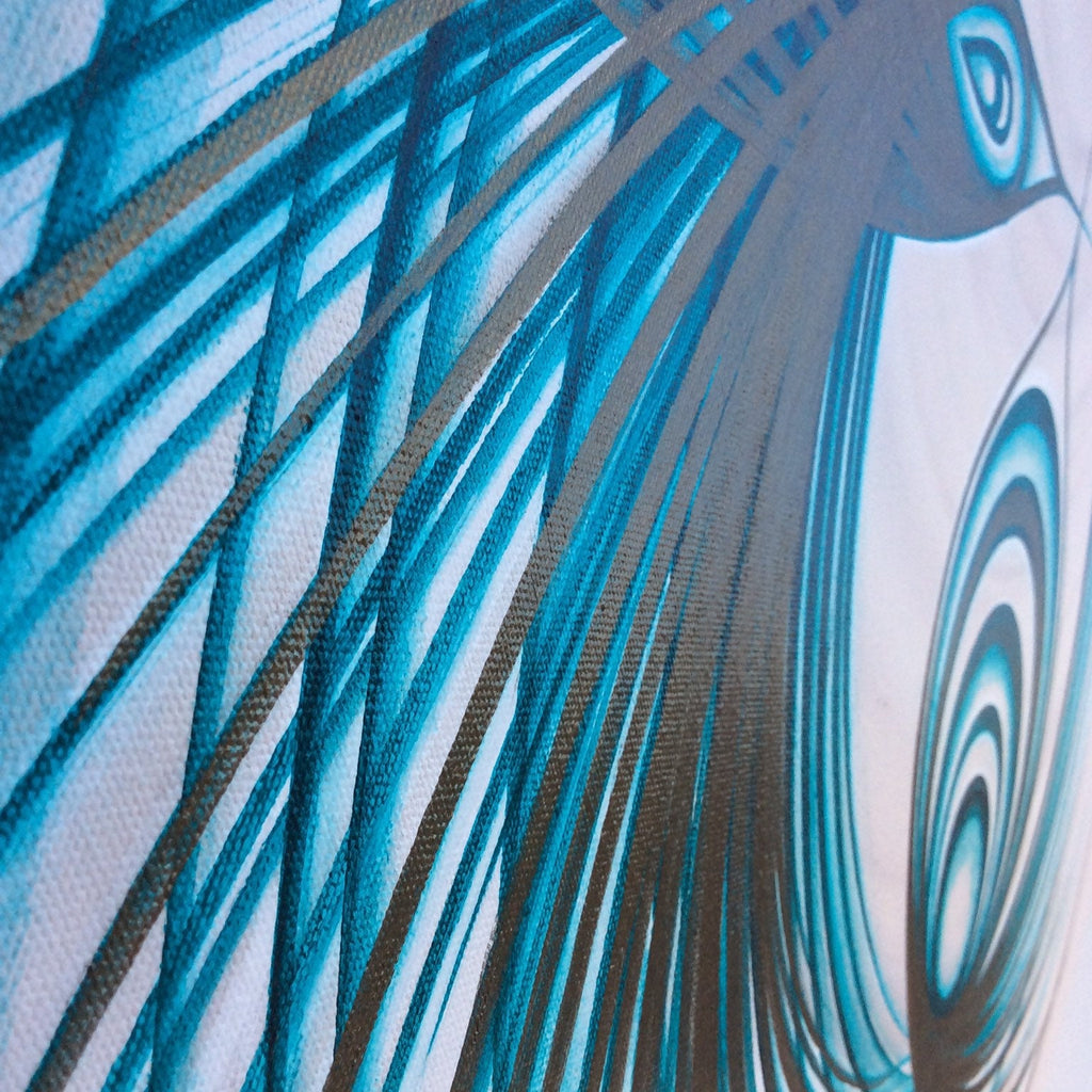 Teal and gold Contemporary canvas wall art painting uk.