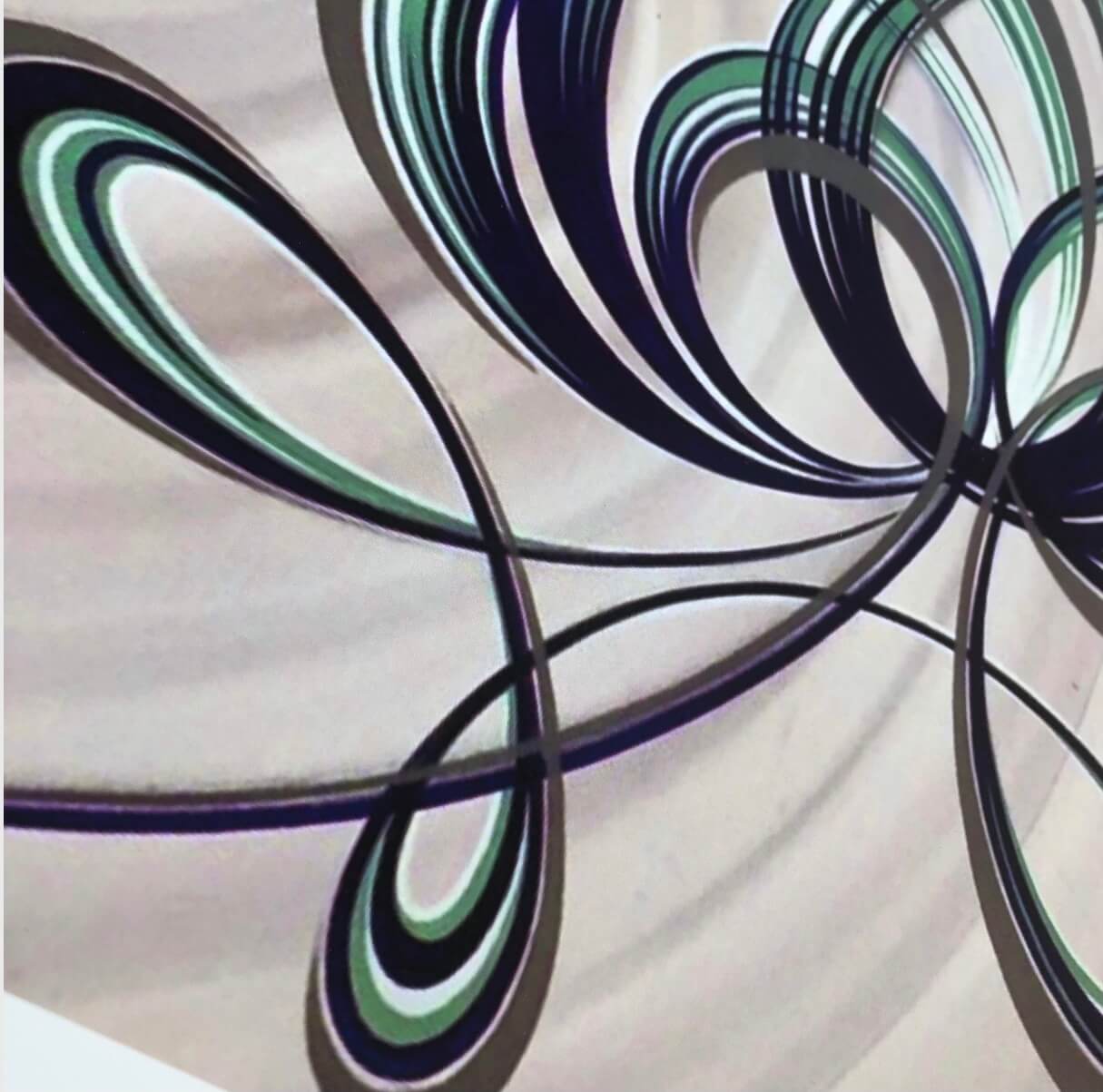 Rhythmic abstract flower print by UK artist.