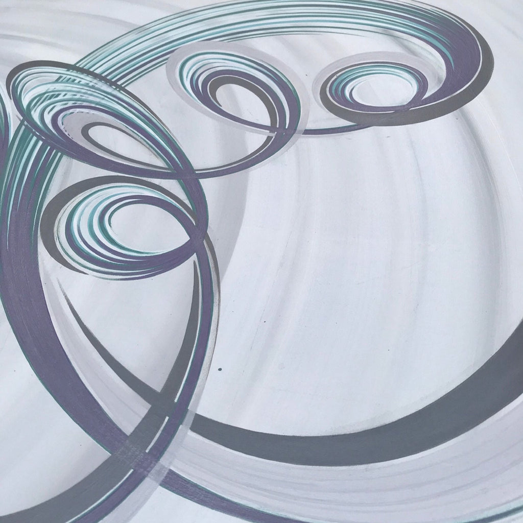 Contemporary large canvas with abstract swirls.
