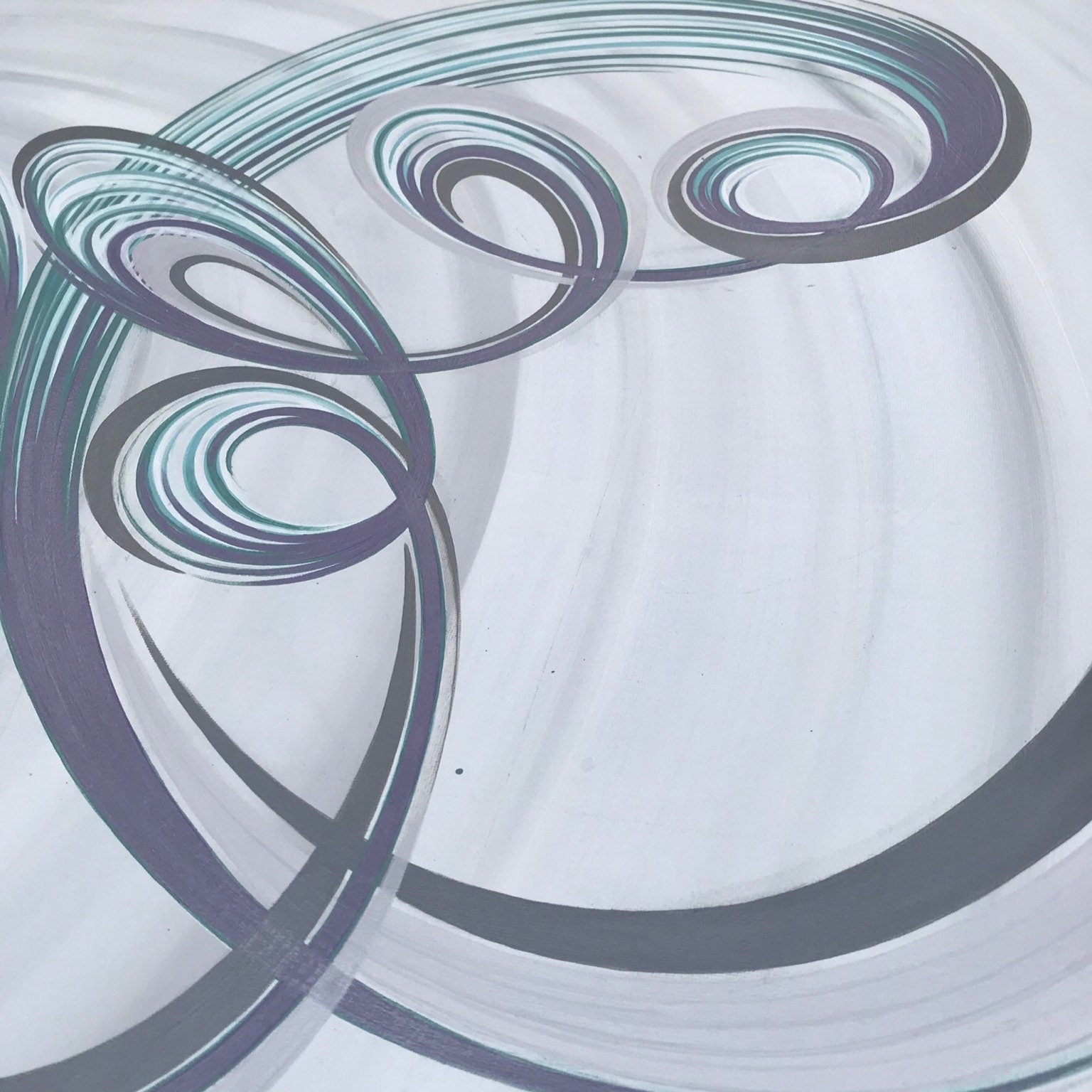 Contemporary large canvas with abstract swirls.
