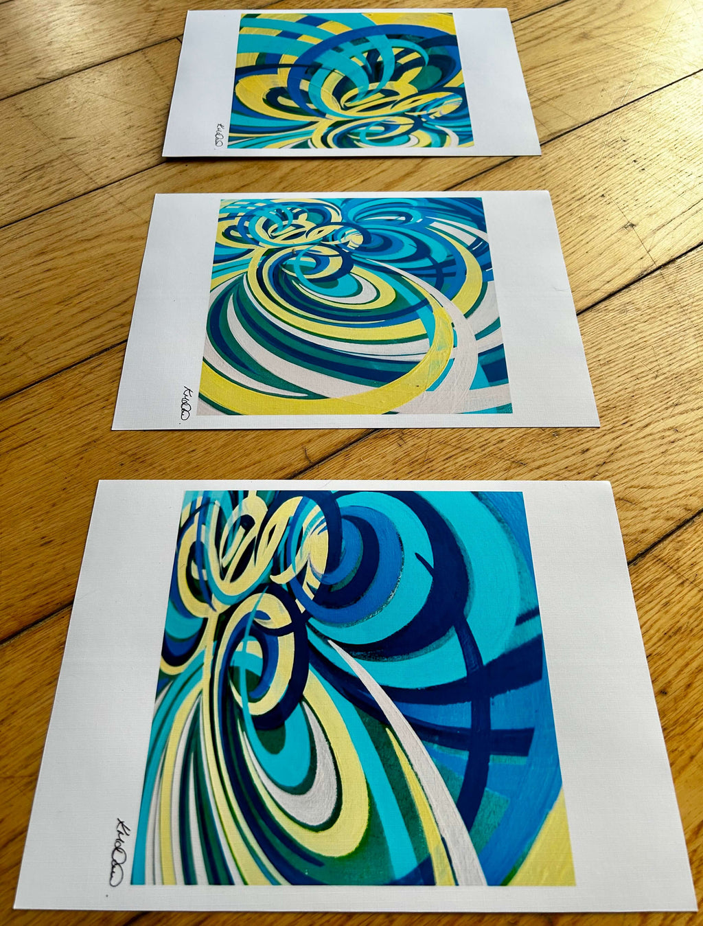 Trio of multicoloured colourful prints for sale online by British artist.