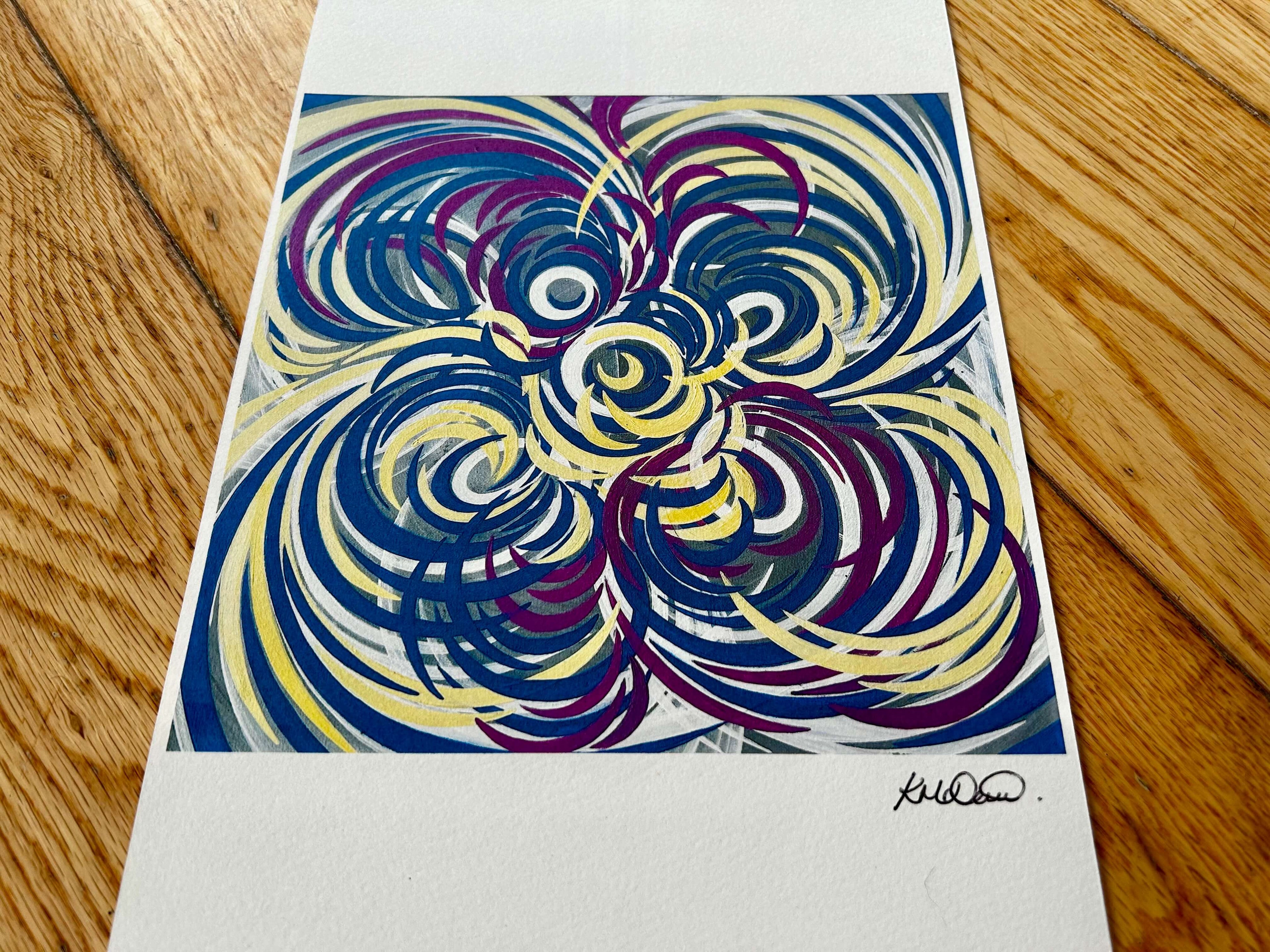 Modern Colourful art on paper direct from artist studio in Hampshire.