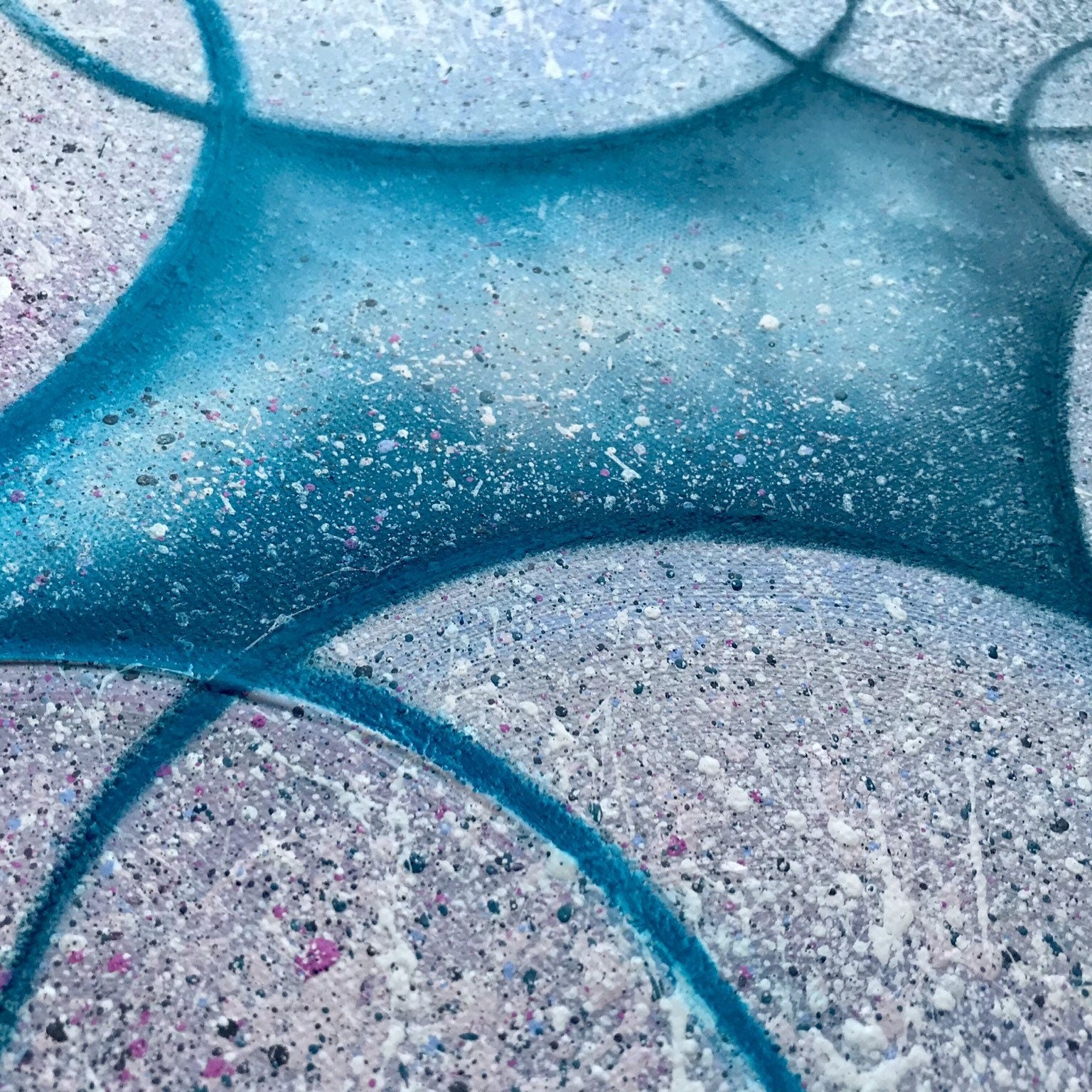 Calming mixed media textured composition on canvas.