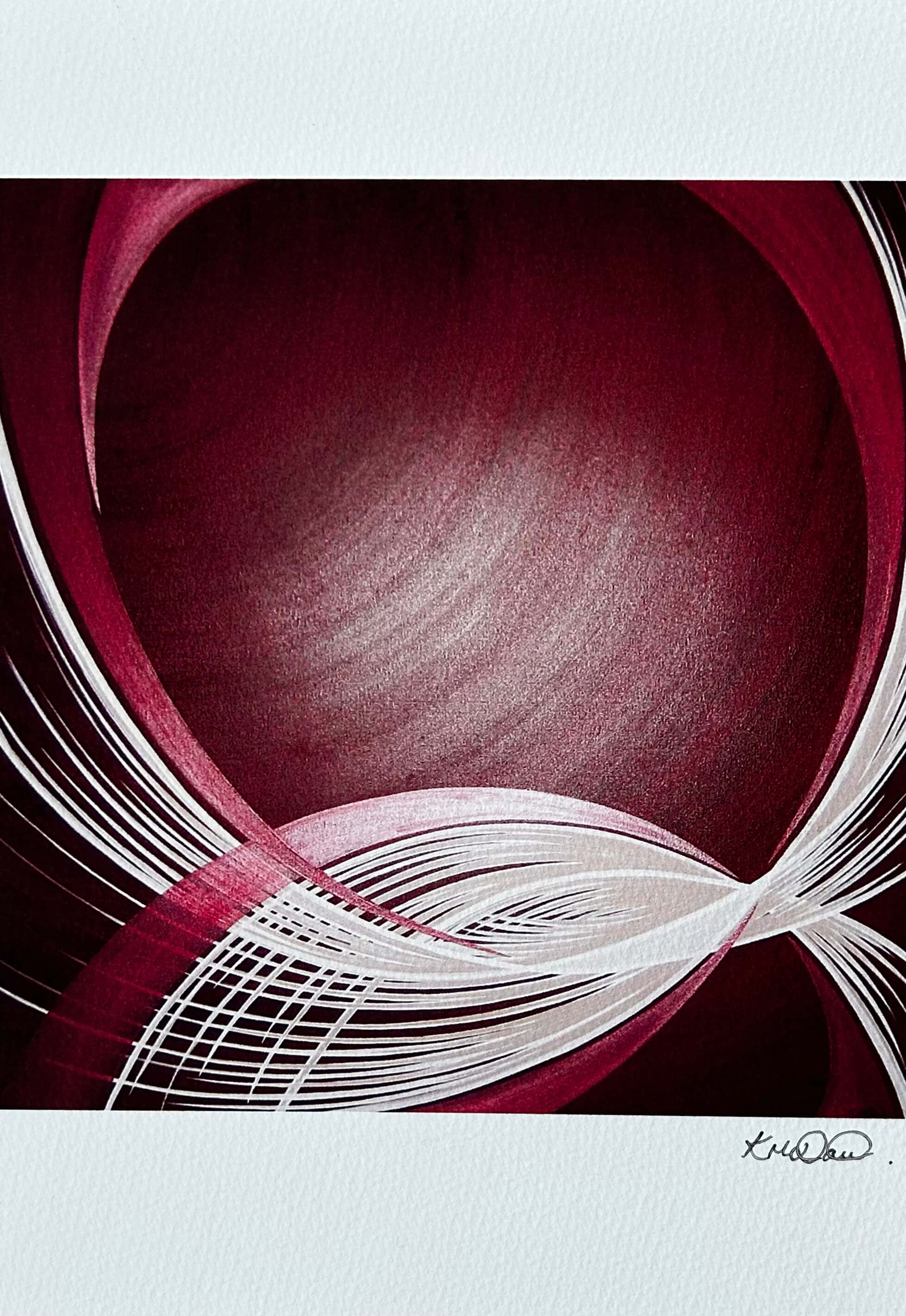Hand signed abstract wall artwork on paper in sizes A4 and A3.