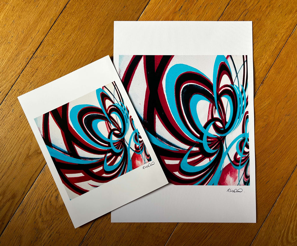 A4 and A3 colourful abstract botanical prints.