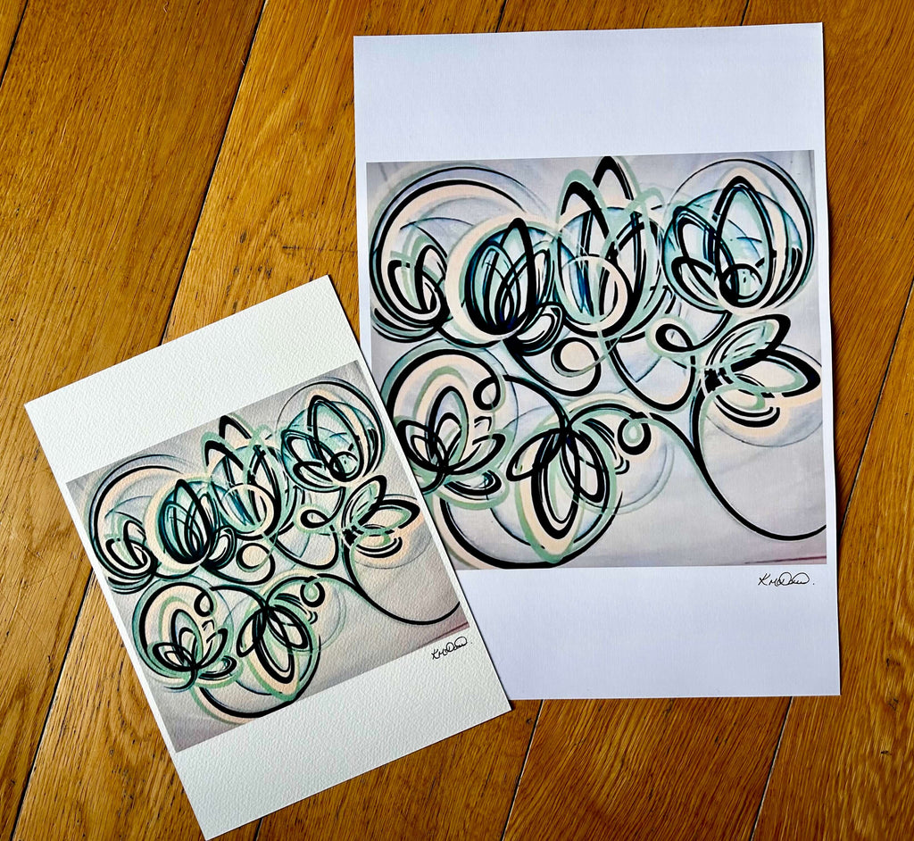 Abstract flower art prints available in A4 and A3 from uk art studio.