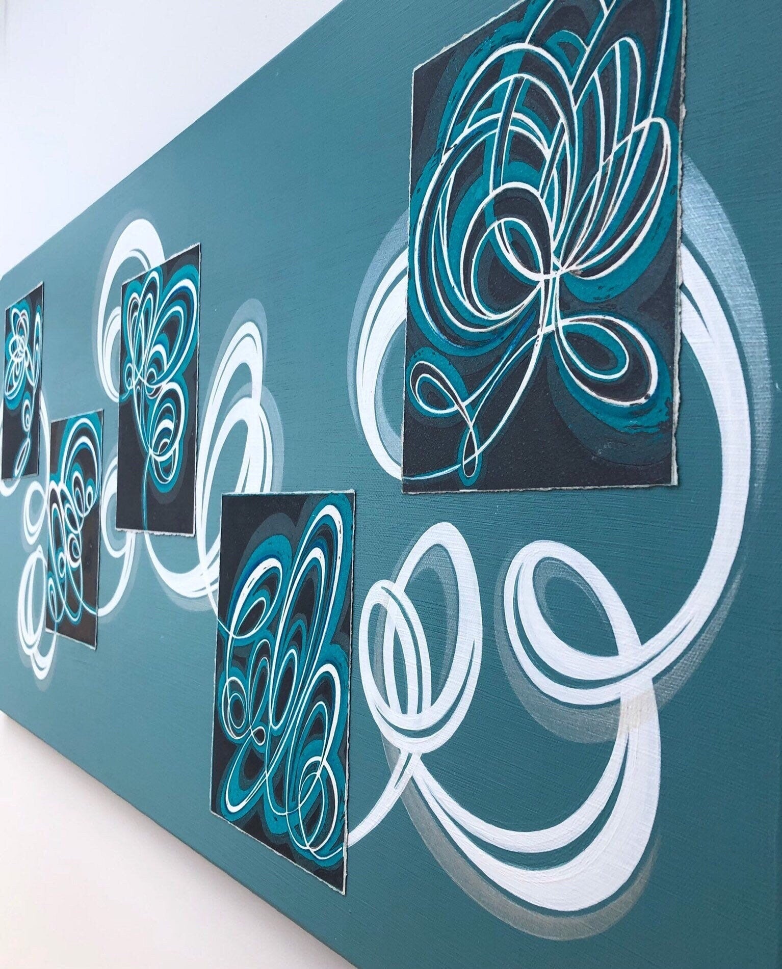 Turquoise abstract canvas wall art