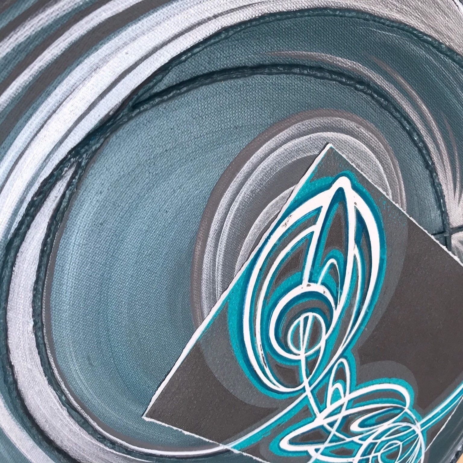 Modern blue and silver texture wall art.