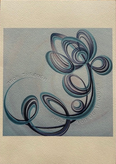 Abstract art print - hand embossed with a positive quote.