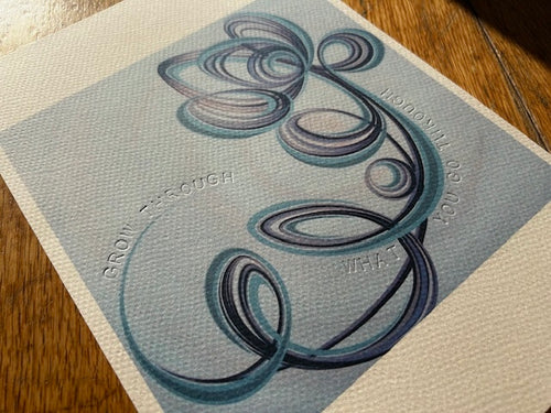 Abstract art print - hand embossed with a positive quote.
