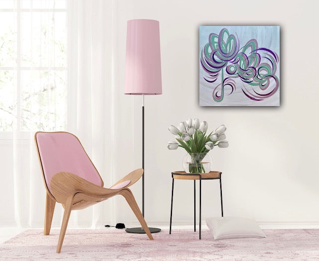 Contemporary modern flower paintings