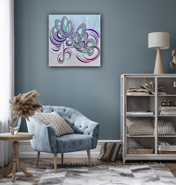 Square modern flower paintings