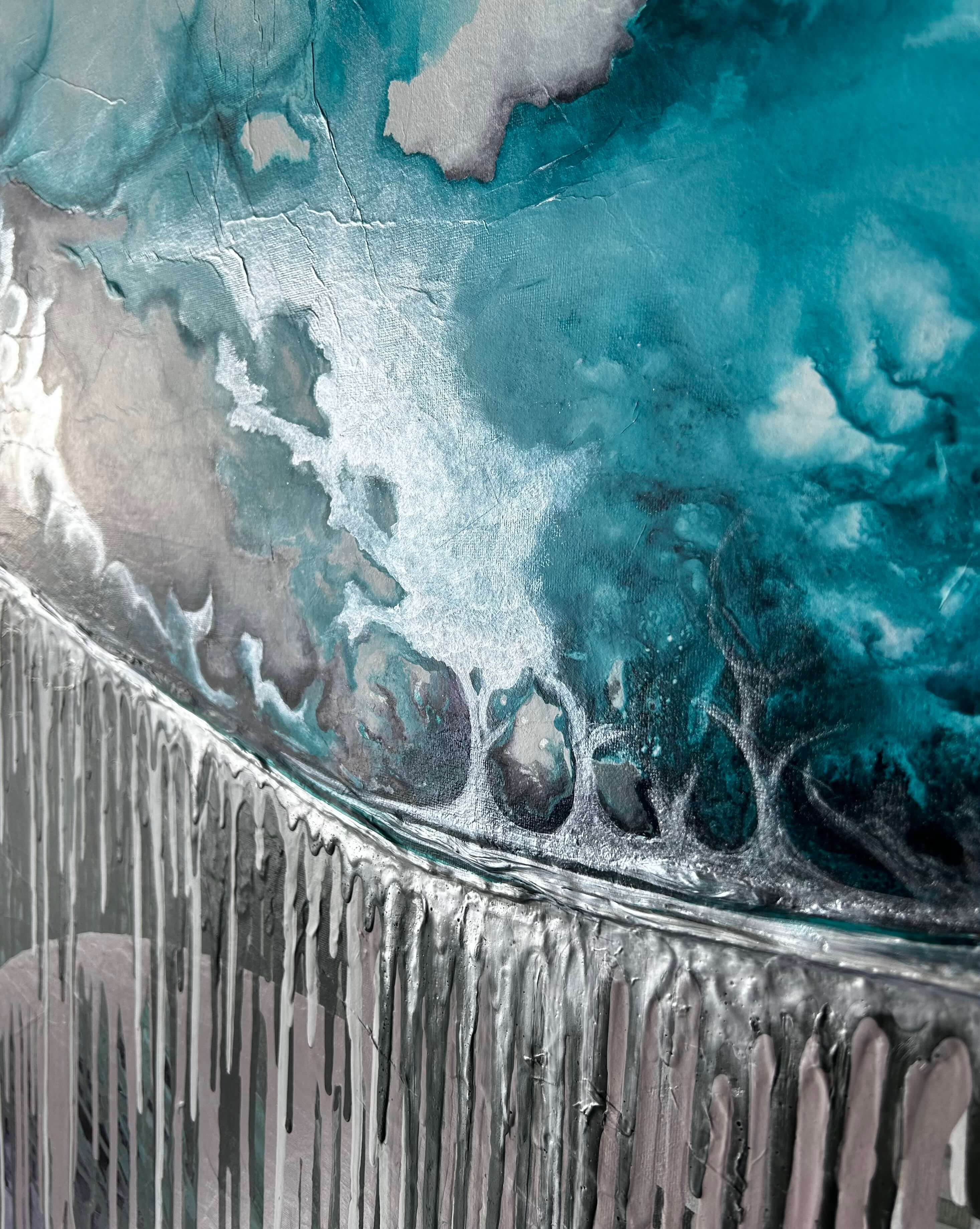 Textured abstract landscape art.