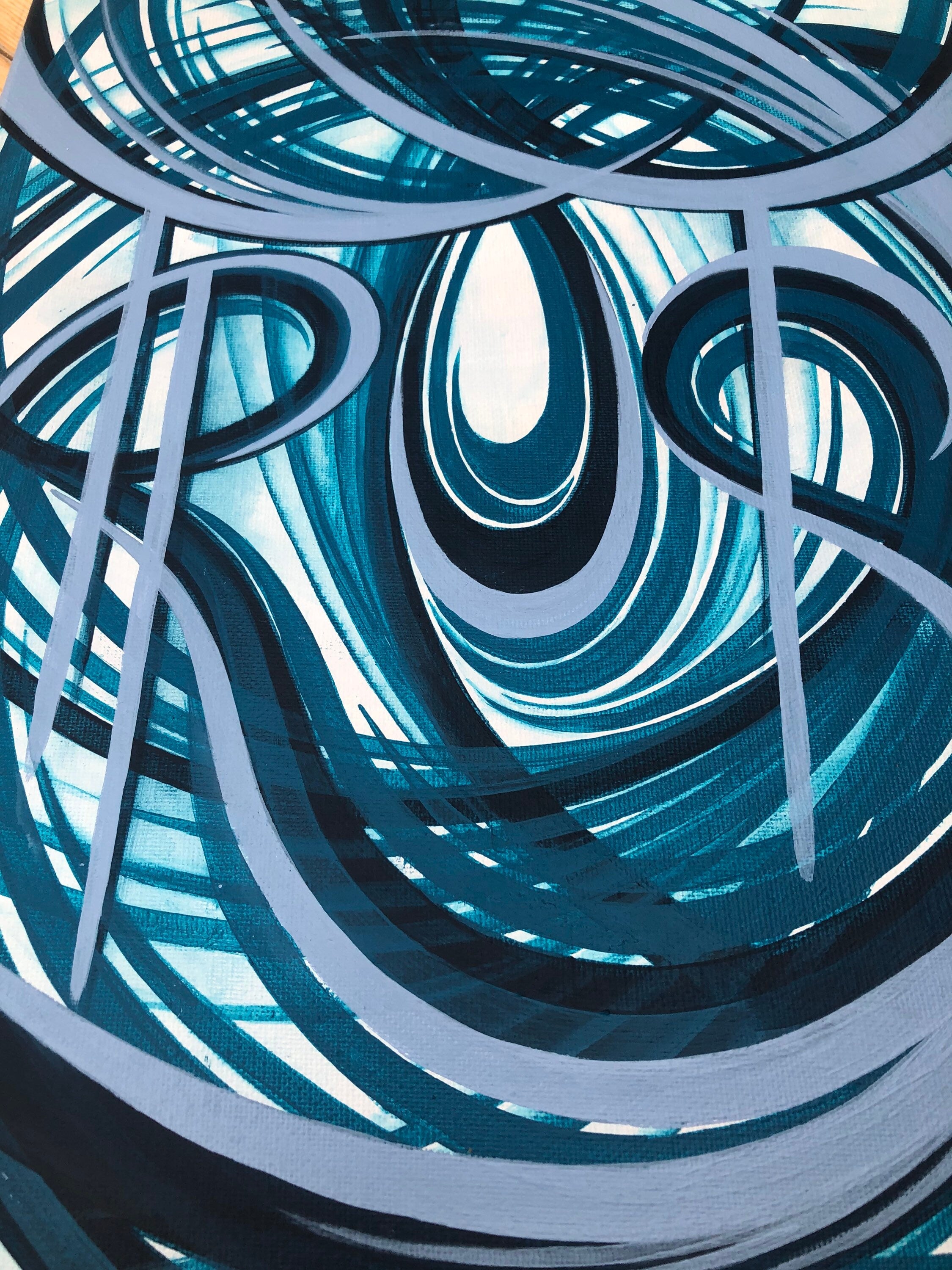 Quirky home decor. Blue word painting.