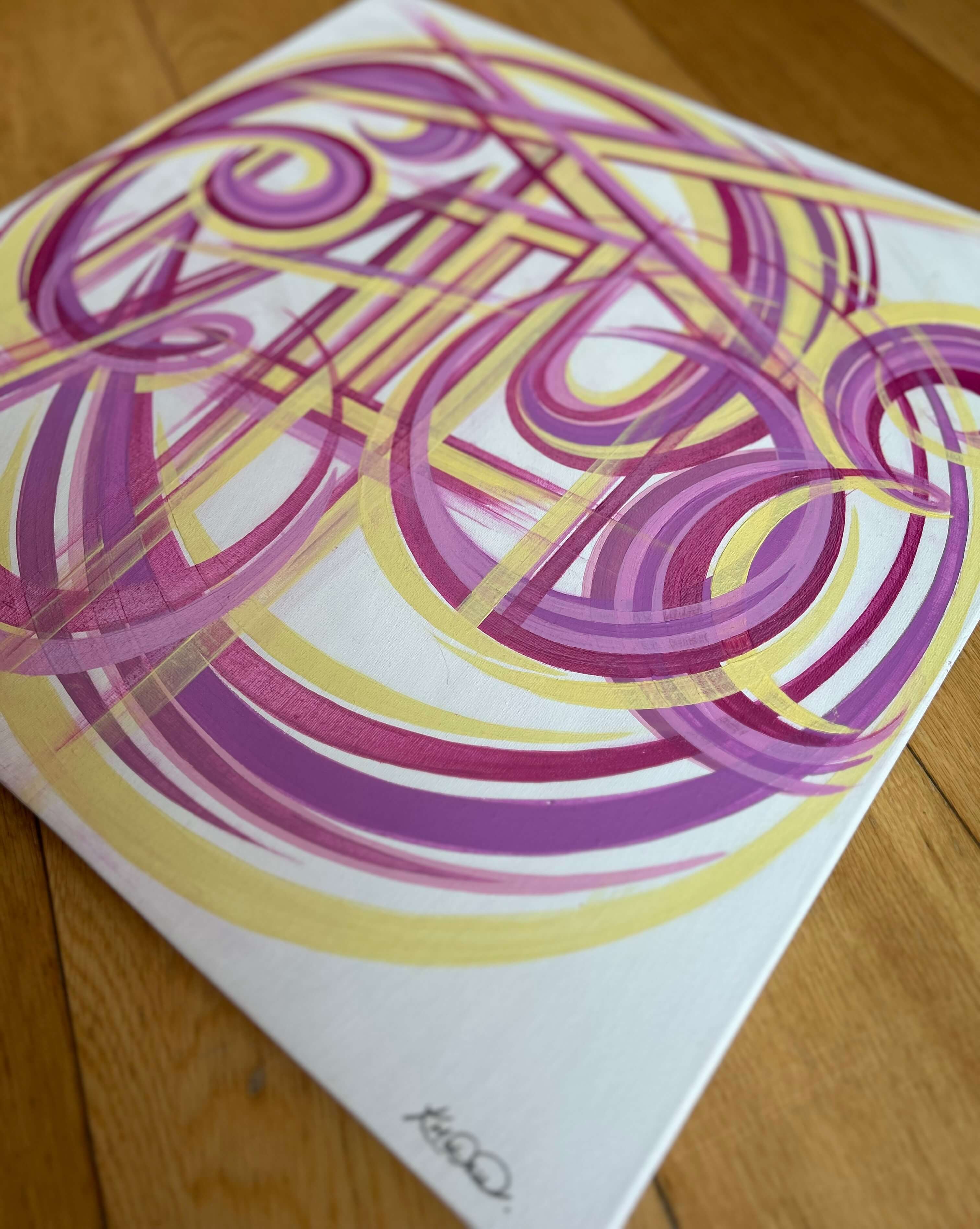 Acrylic Gratitude painting on canvas.