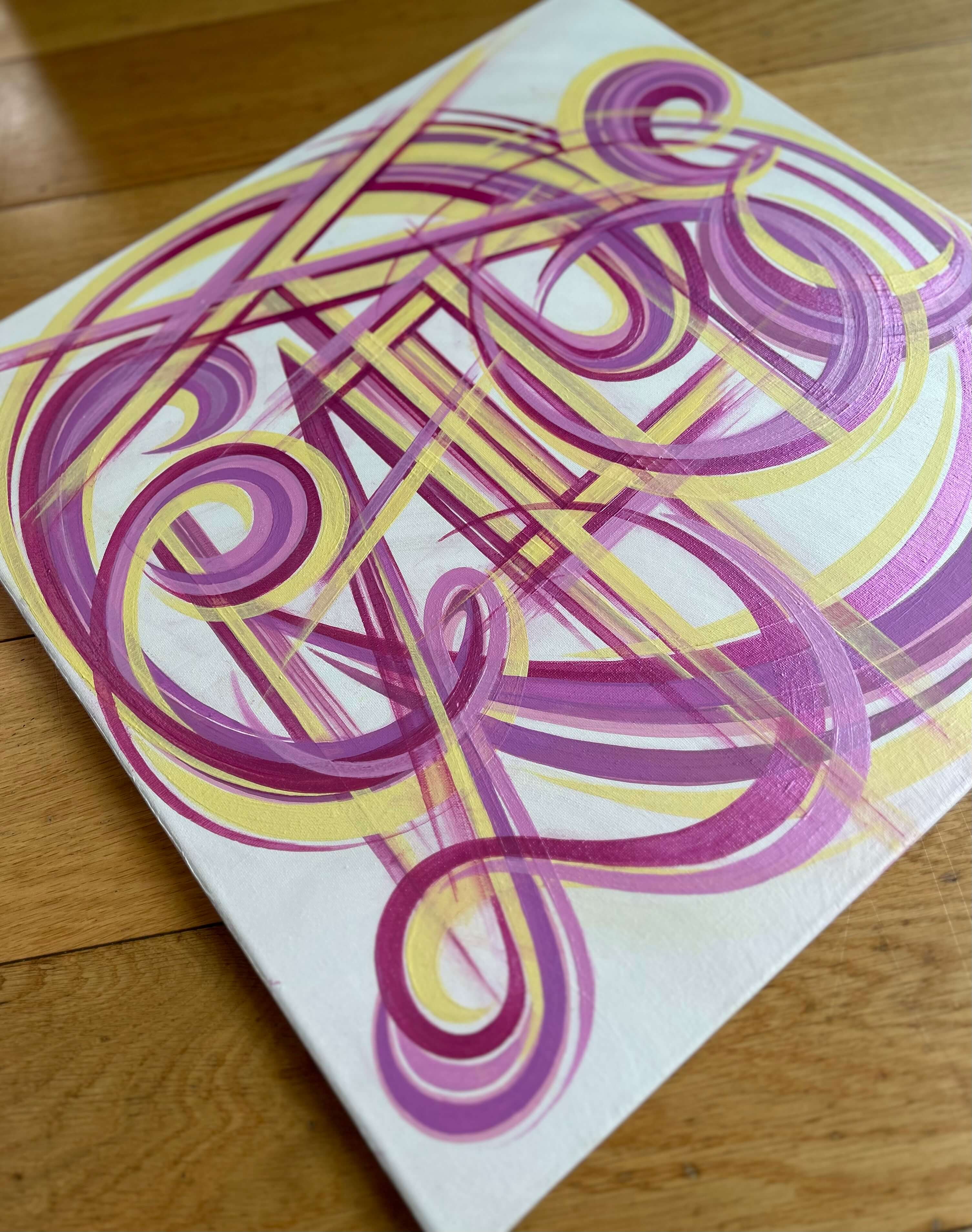 Acrylic positive word painting on canvas