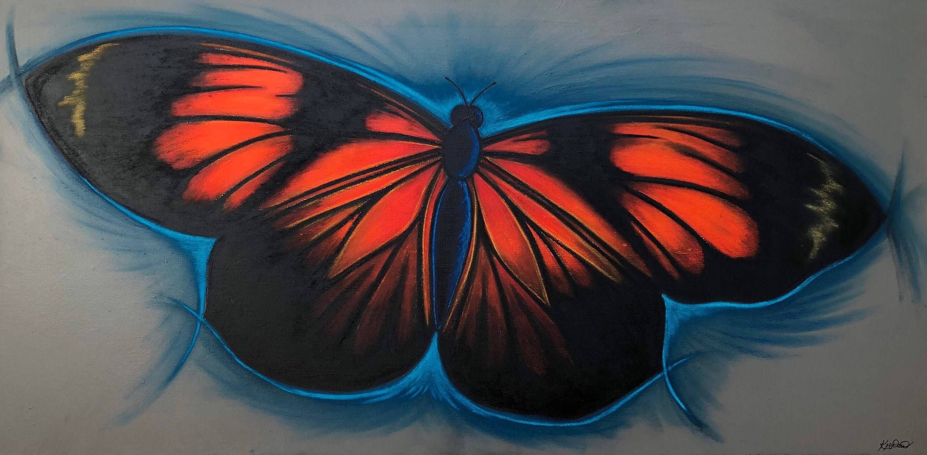 Original mixed media butterfly painting.