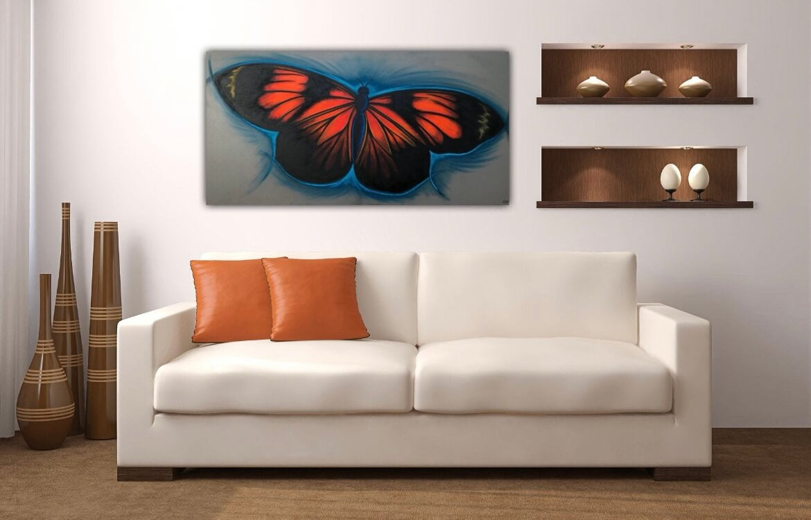 Original orange and black butterfly painting for sale uk.