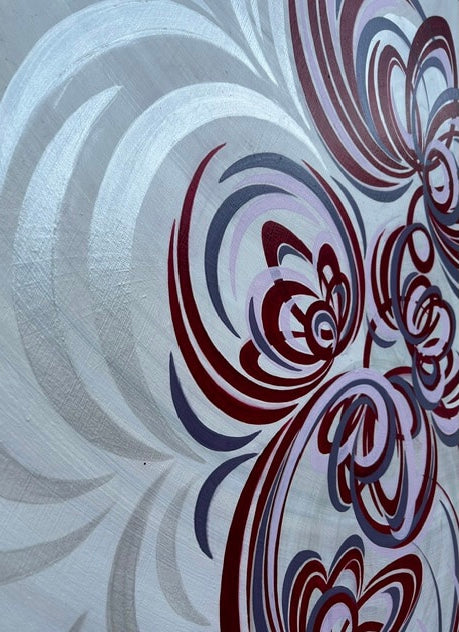 Large abstract flower art on canvas.