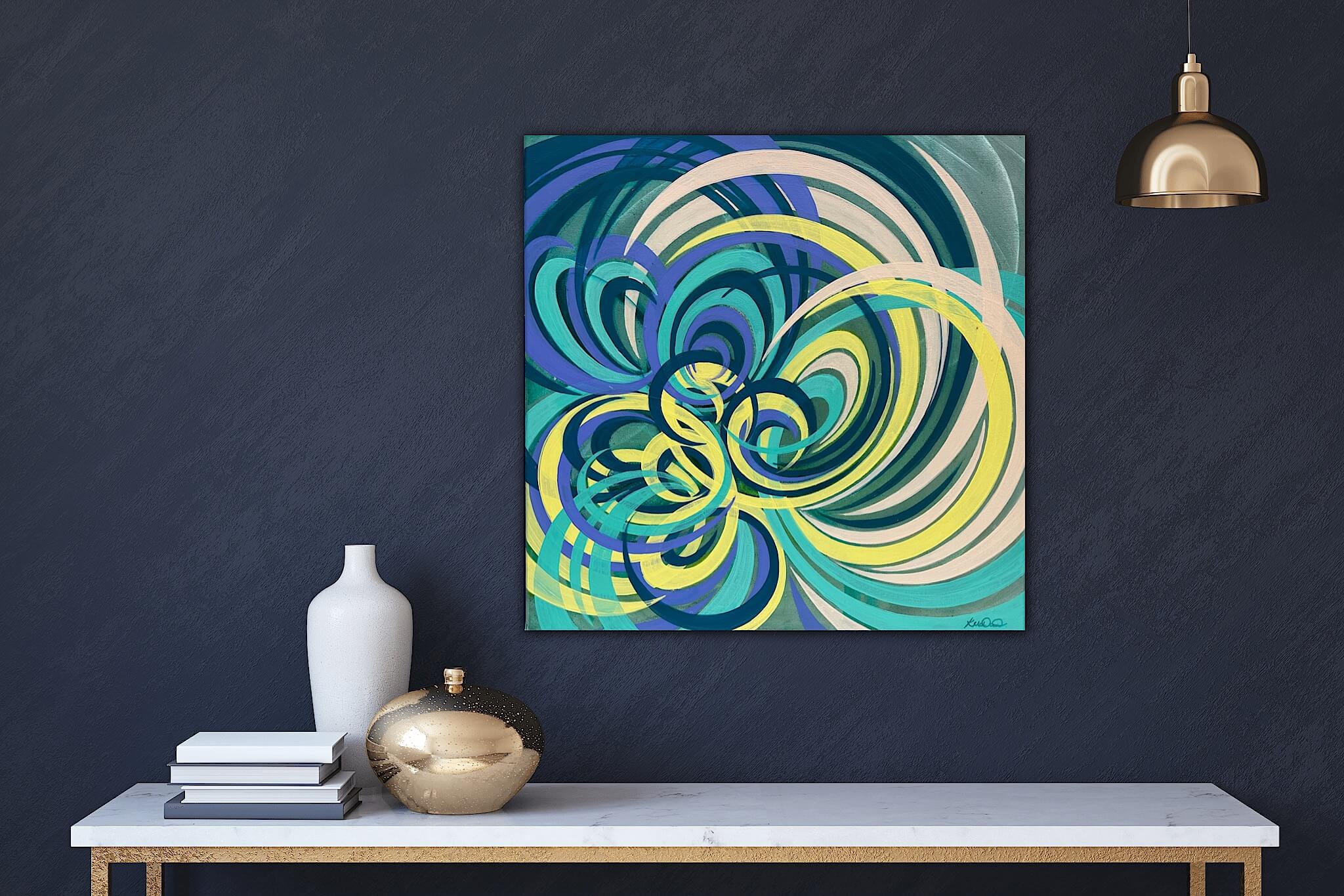 Multi coloured abstract botanical painting.