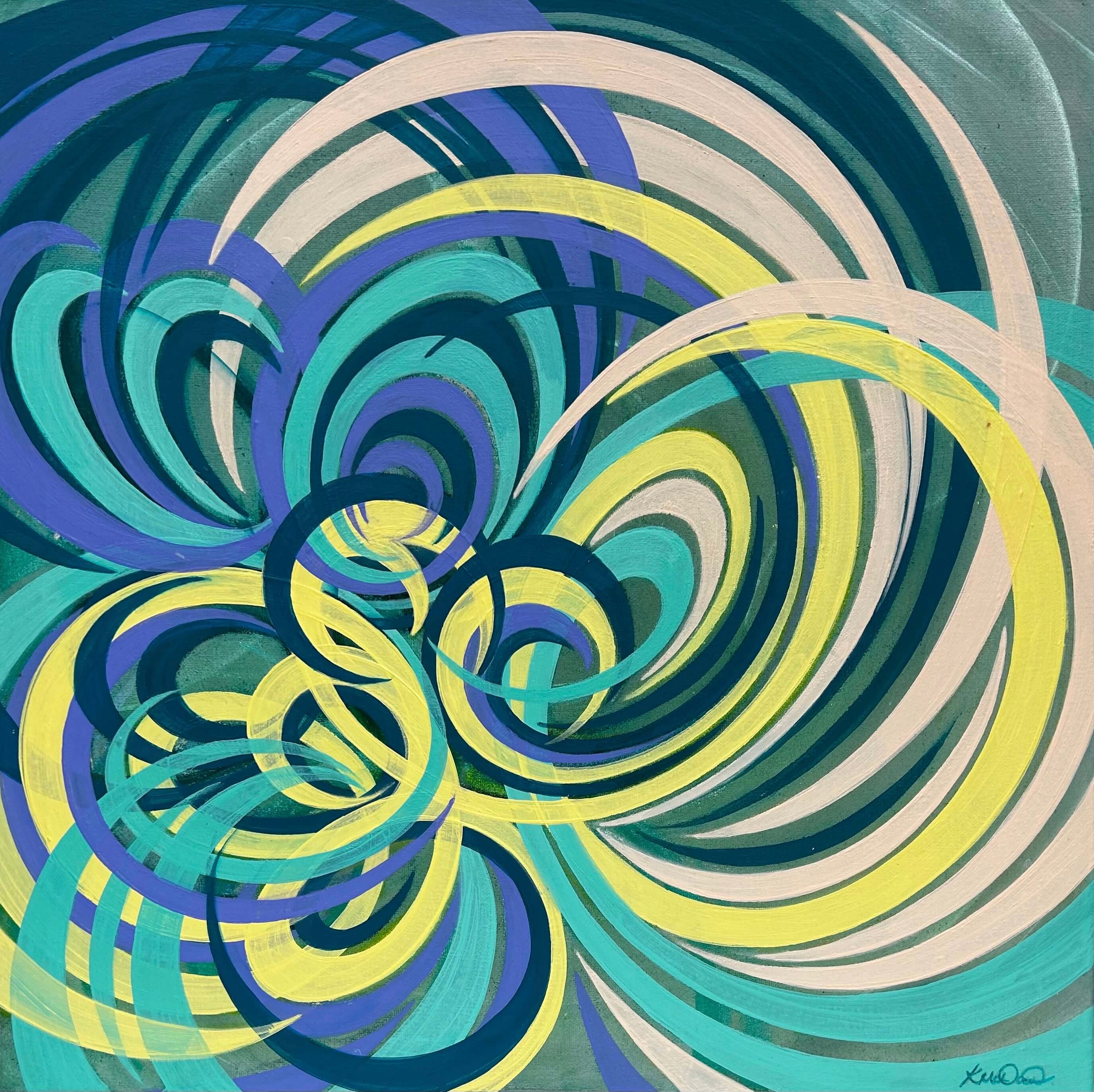 Colourful modern flower painting on canvas. 