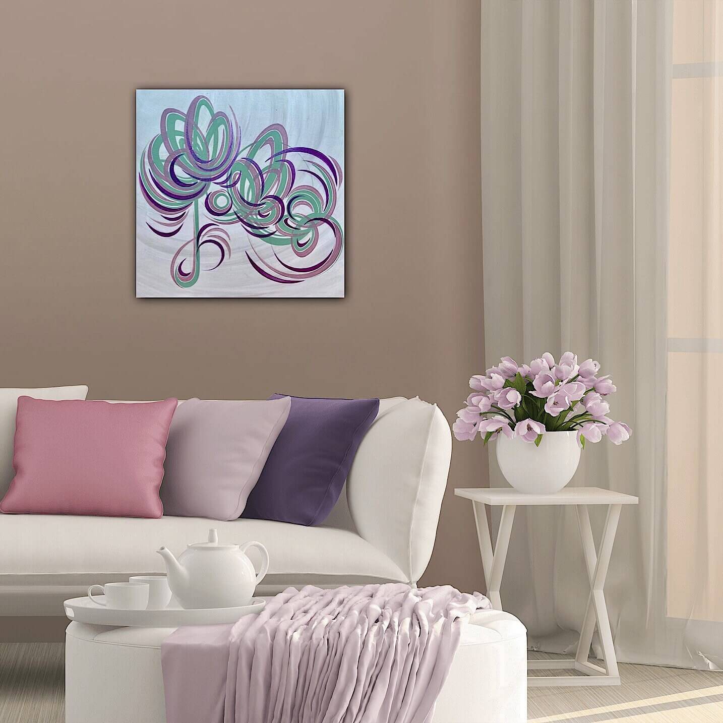 Contemporary flower paintings on canvas
