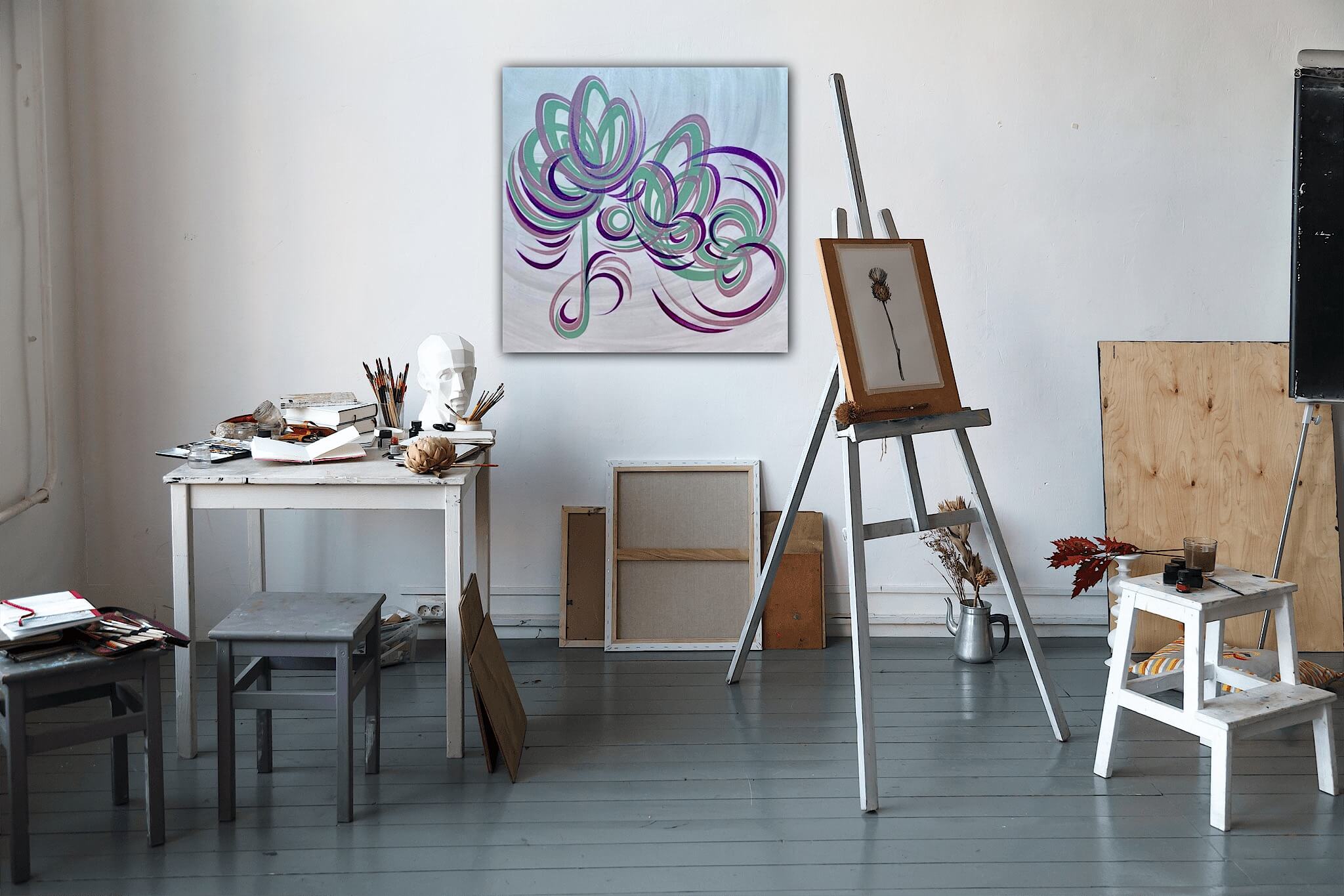 abstract modern flower paintings