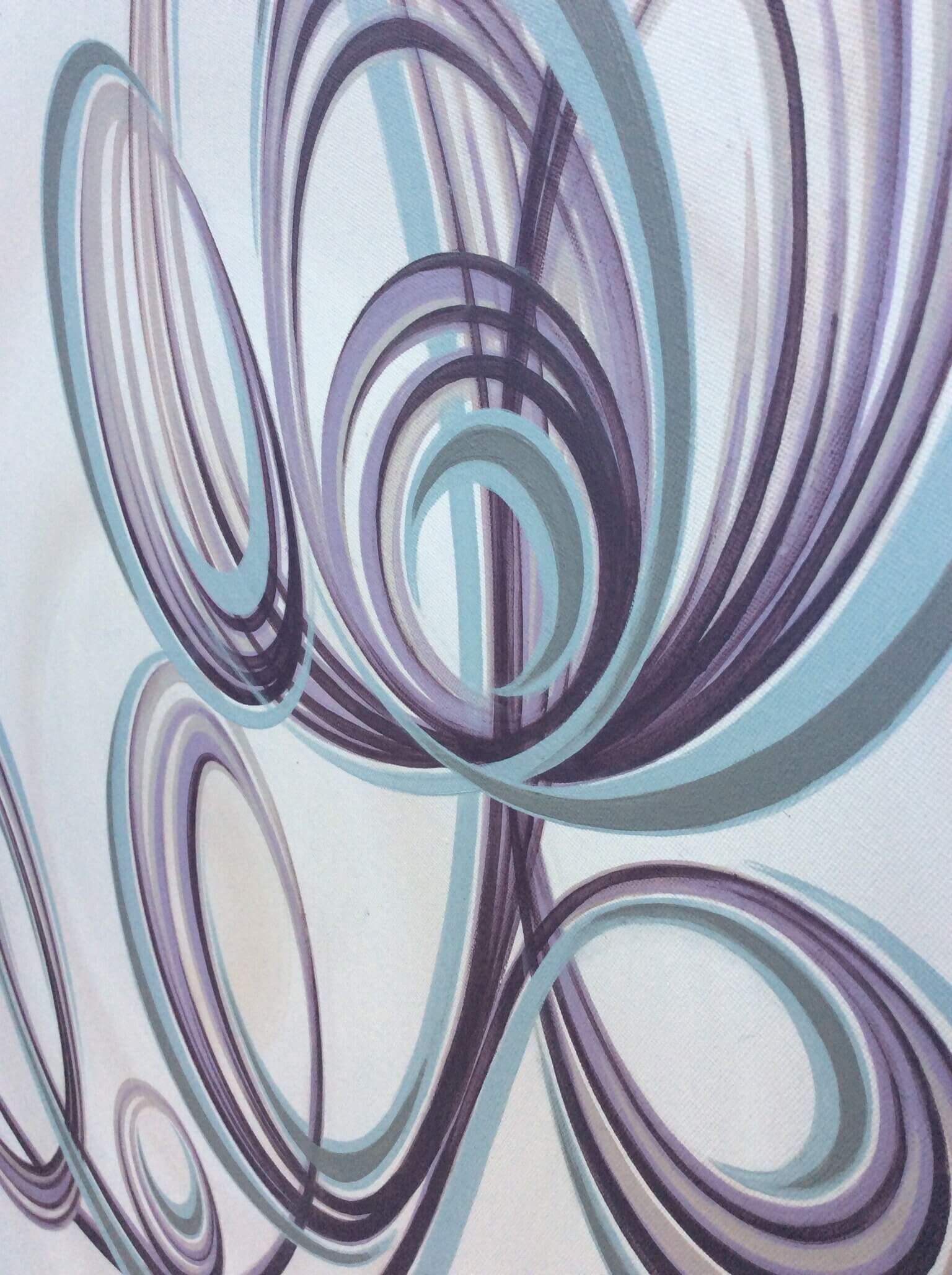 Pastel colour acrylic flower painting. Line art flower on canvas.