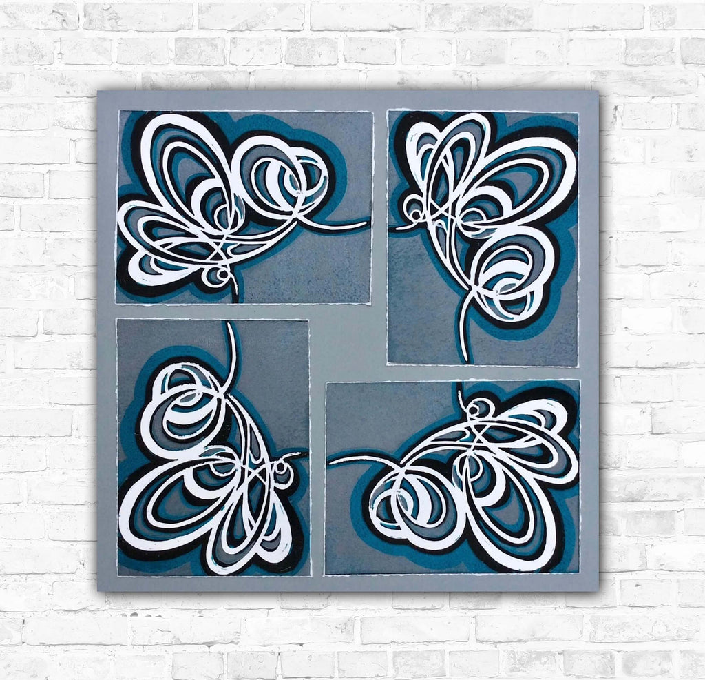 Flower art. Mixed media art.