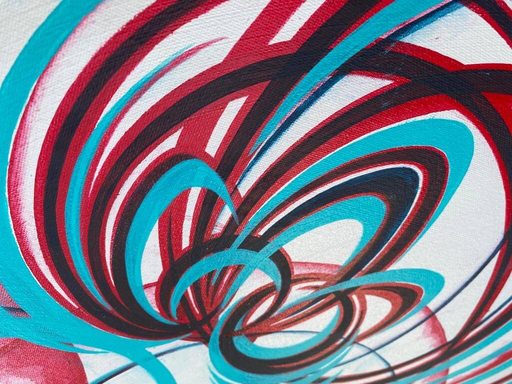 Colourful Modern artwork about flowers on canvas.