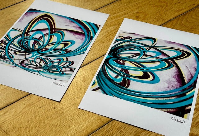 A4 and A3 diptych contemporary flower prints.