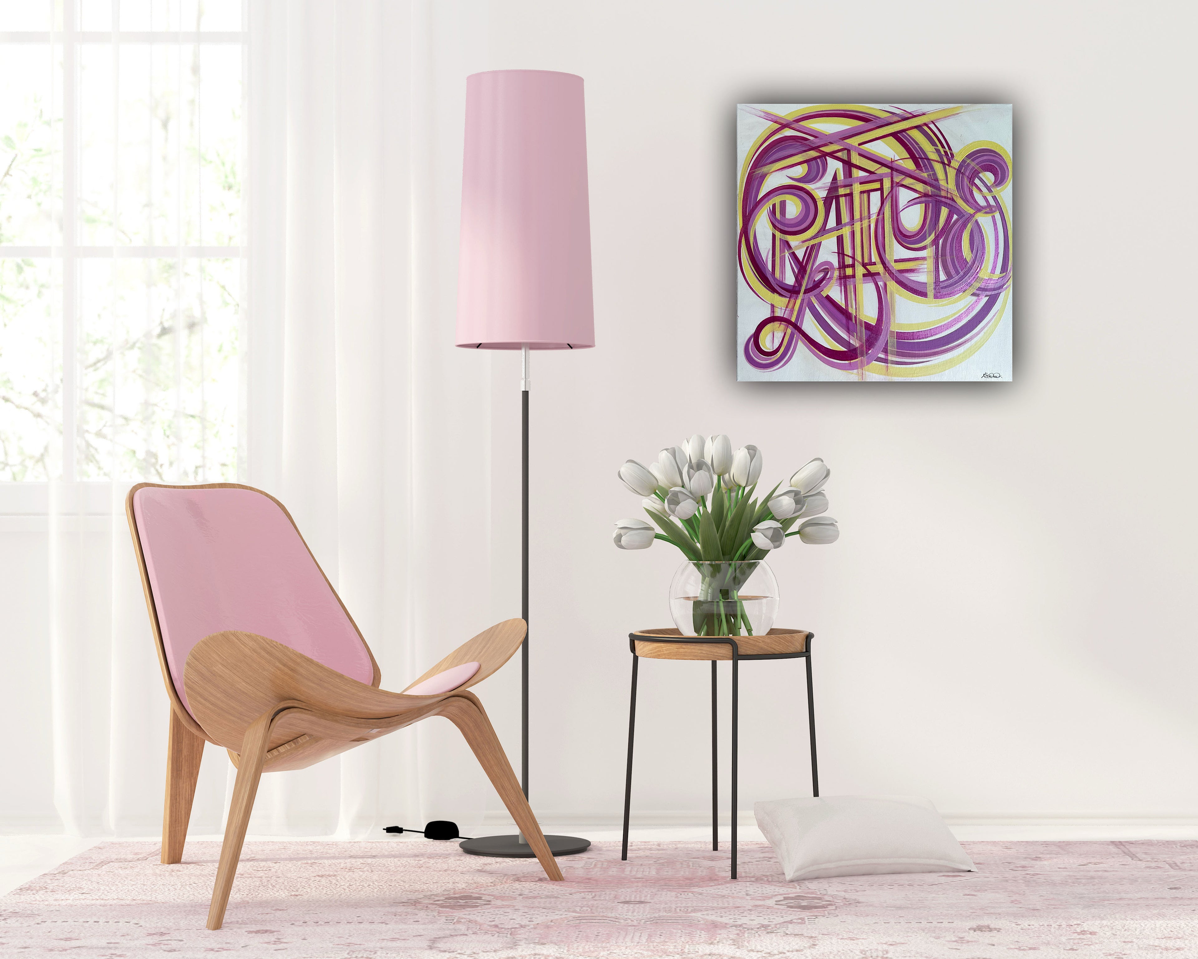 Colourful acrylic wall art on canvas.