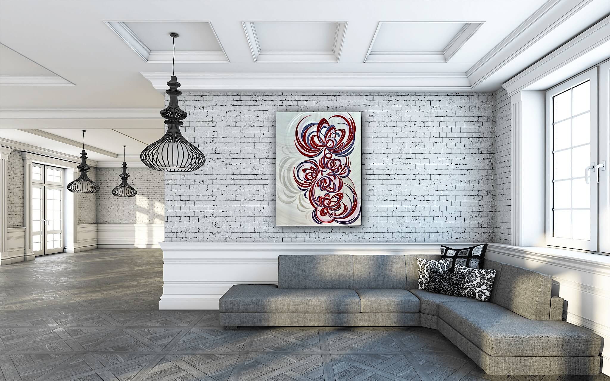 Large modern flower art for huge wall.