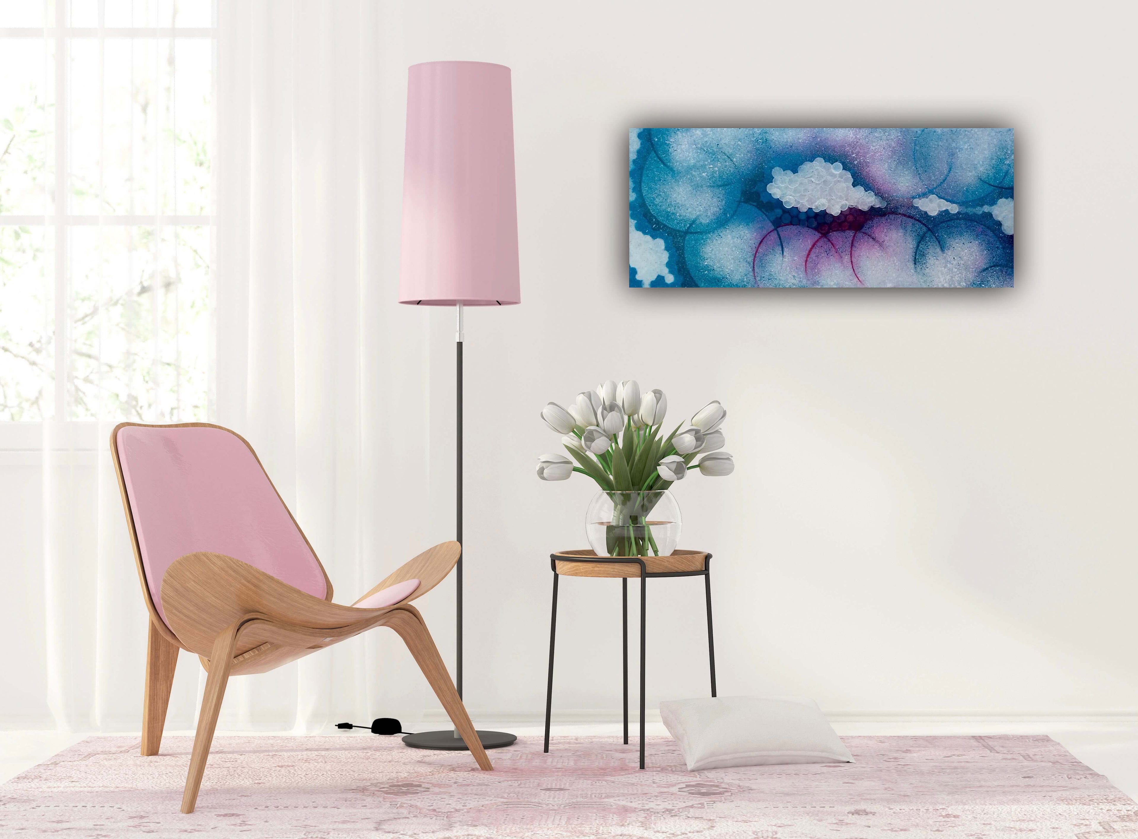 Contemporary cloud mixed media textured wall art canvas