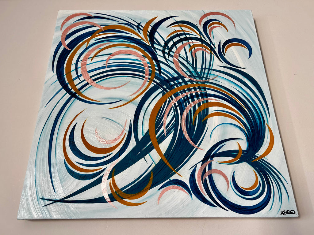 Abstract Bloom 9 - Original painting with rhythmic swirls and abstract shapes.