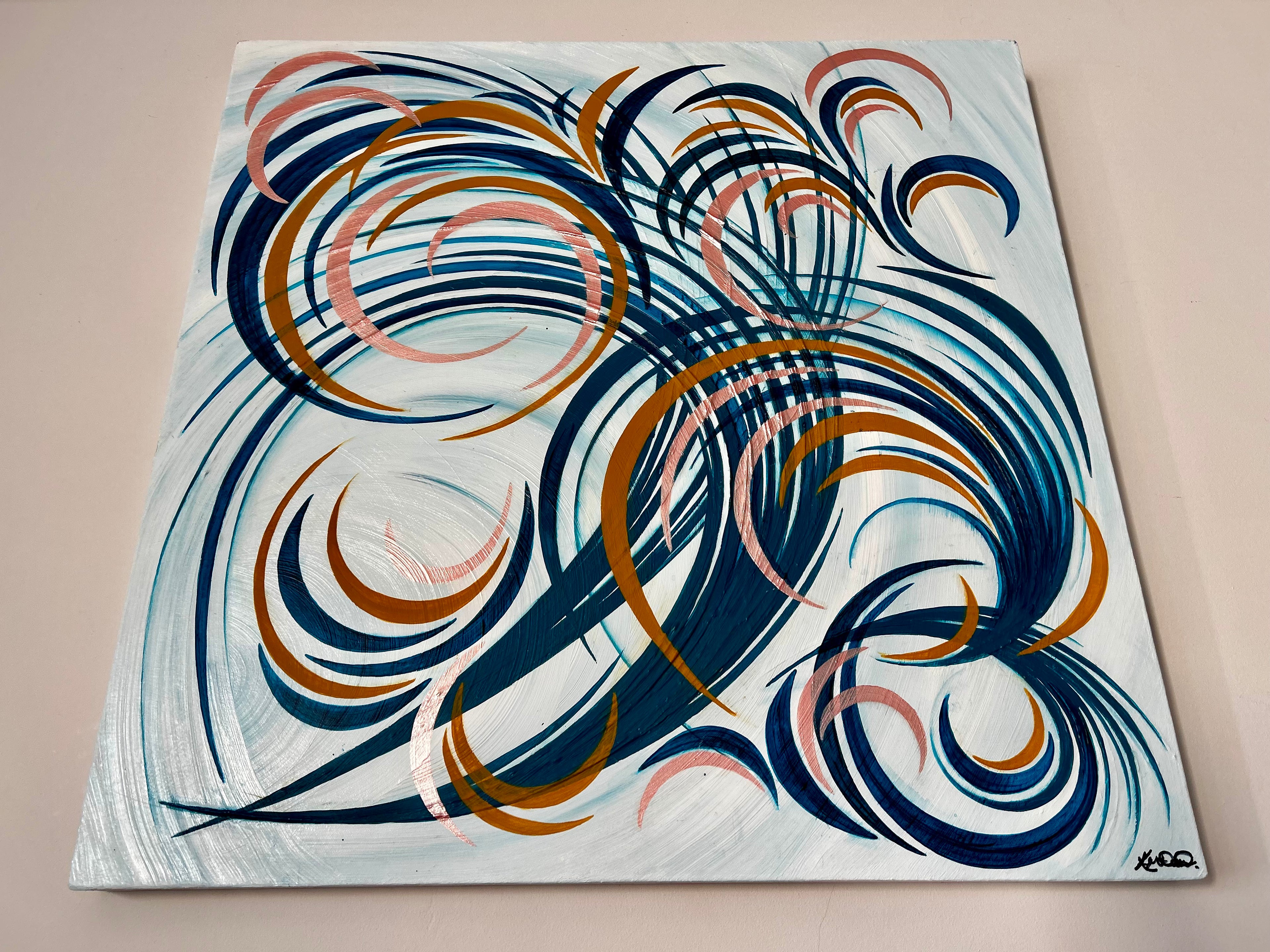 Abstract Bloom 9 - Original painting with rhythmic swirls and abstract shapes.