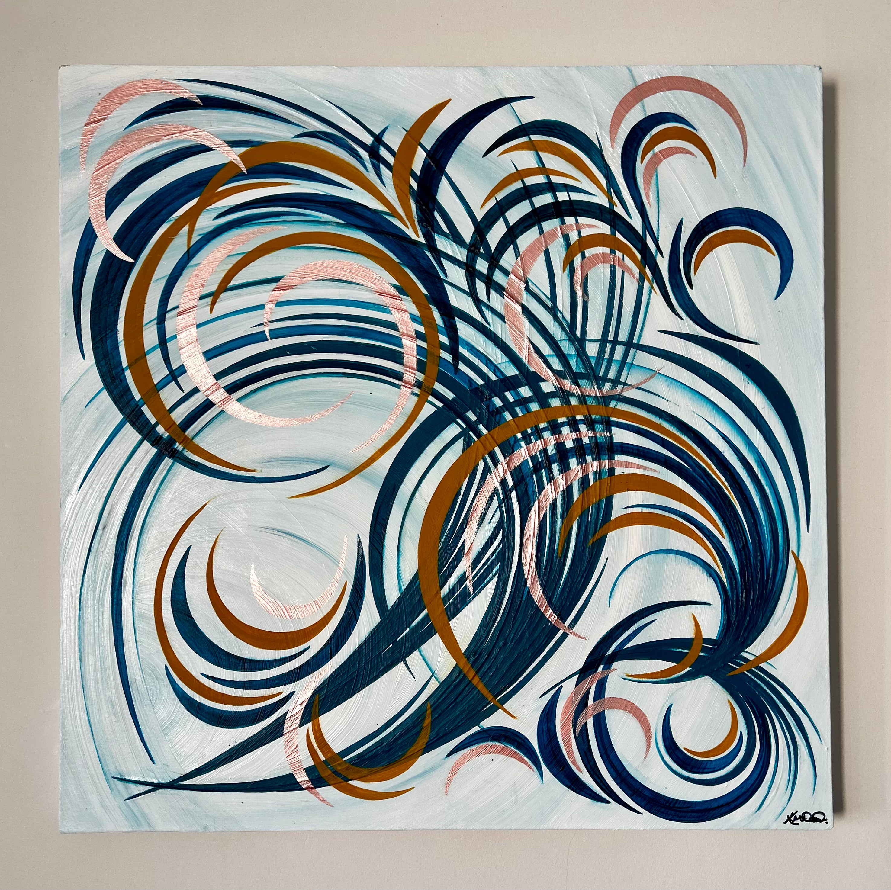 Abstract Bloom 9 - Original painting with rhythmic swirls and abstract shapes.