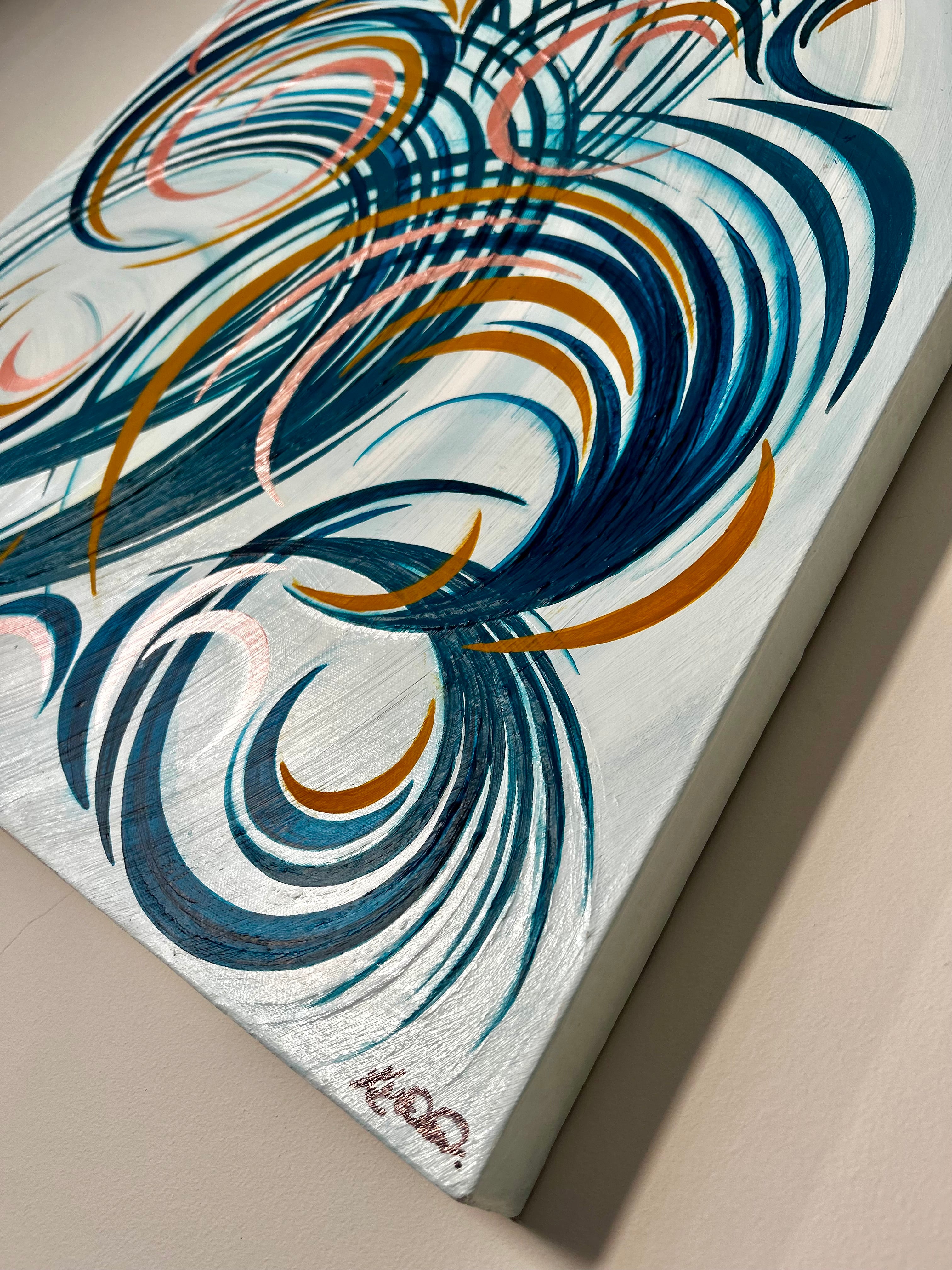 Abstract Bloom 9 - Original painting with rhythmic swirls and abstract shapes.