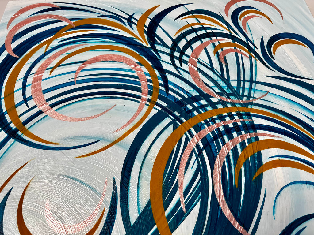 Abstract Bloom 9 - Original painting with rhythmic swirls and abstract shapes.