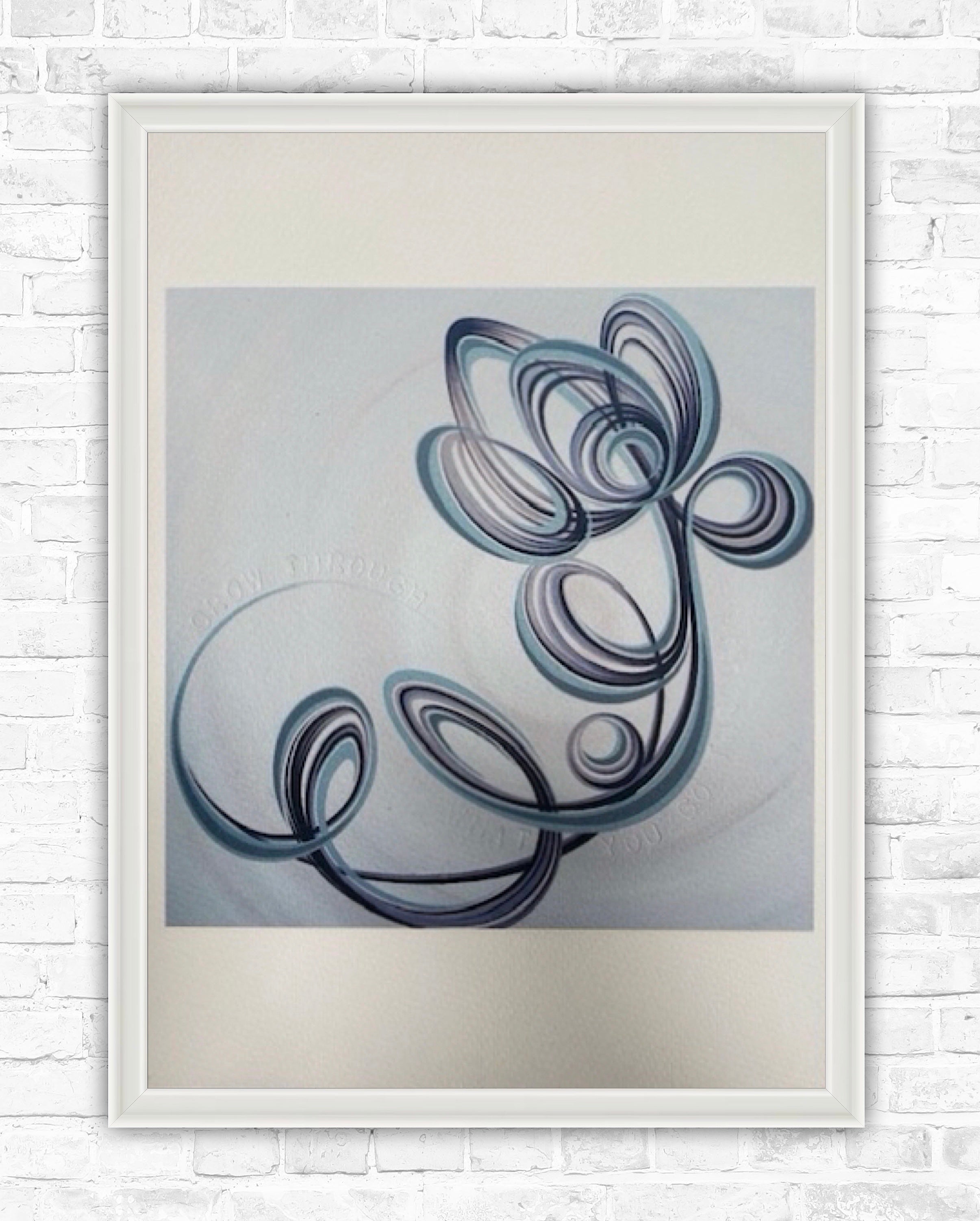 Abstract art print - hand embossed with a positive quote.