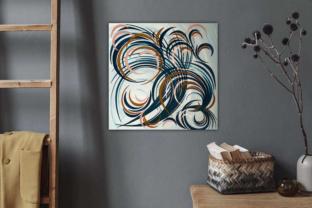 Abstract Bloom 9 - Original painting with rhythmic swirls and abstract shapes.