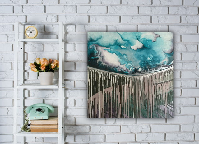 Textured non representational landscape painting.