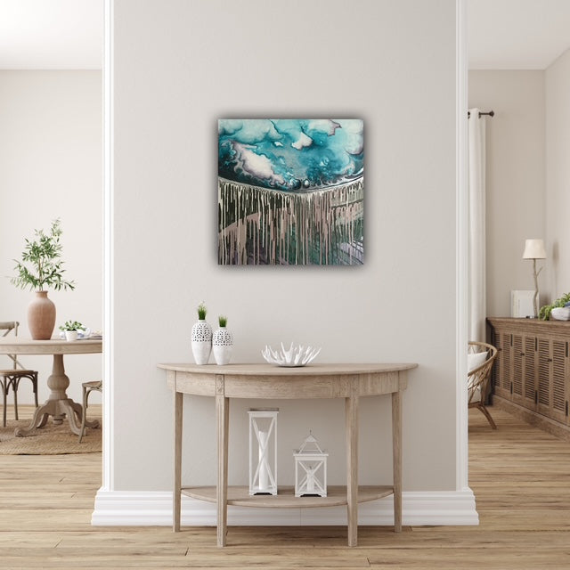 Large square original landscape painting on canvas.
