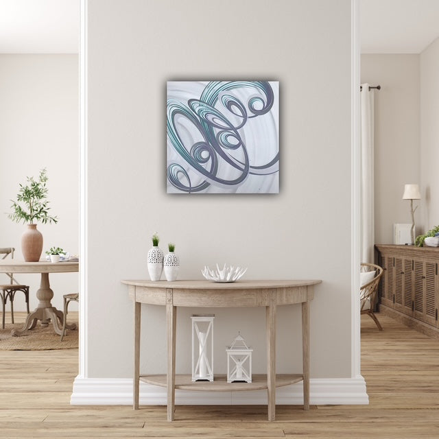 Pastel coloured minimalistic large artwork for sale by Hampshire artist.