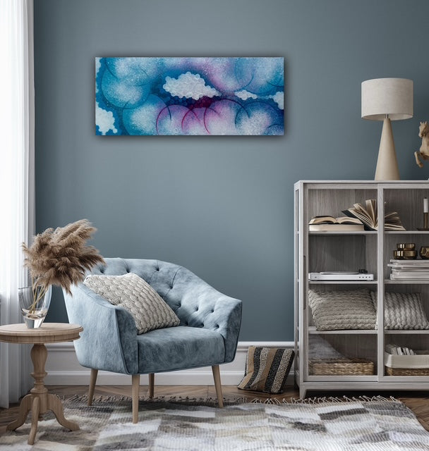 Mixed media modern cloud textured wall art canvas