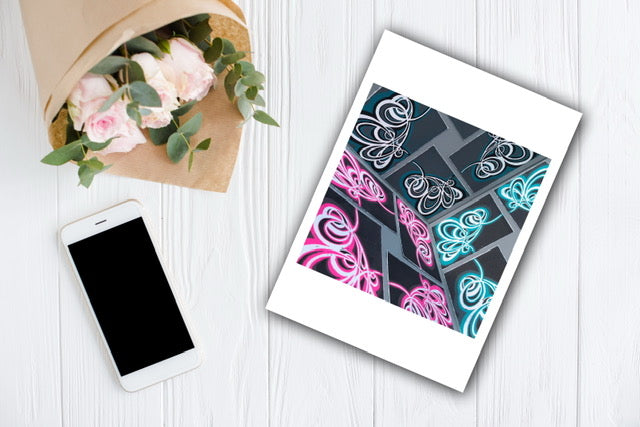 Multi coloured abstract colourful art print by UK artist. Abstract art wall art.