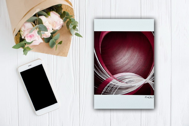 Red and white abstract wall artwork available as a modern print. Produced in the UK.